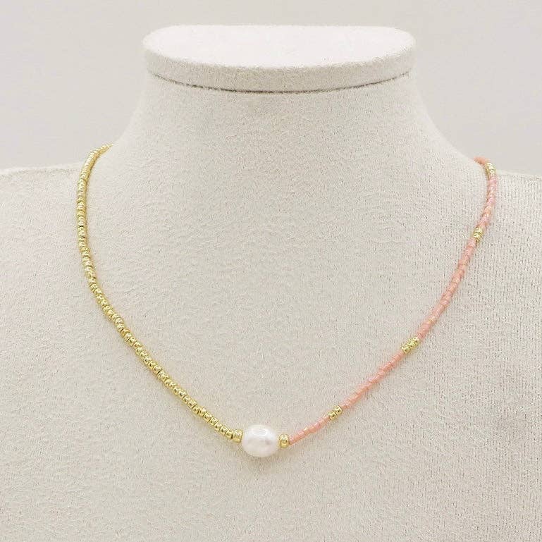 Atisha Spiritual Shop - Wholesale Beaded/Pearl Necklace - THIN ~ Miyuki glass bead necklace ~ adjustable ~ SHAMBALA sliding clasp ~1