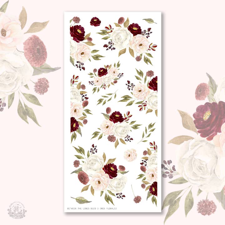 Mellem linjerne - Deco klistermærker 3 (blandede blomster) for engroshandel hos Hello Petite Paper