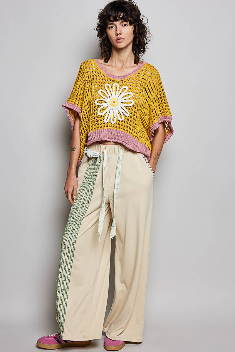 Pol Clothing - Wholesale Knit Top - Women's - Round Neck Sleeveless Floral Thin Sweater Top SALE11