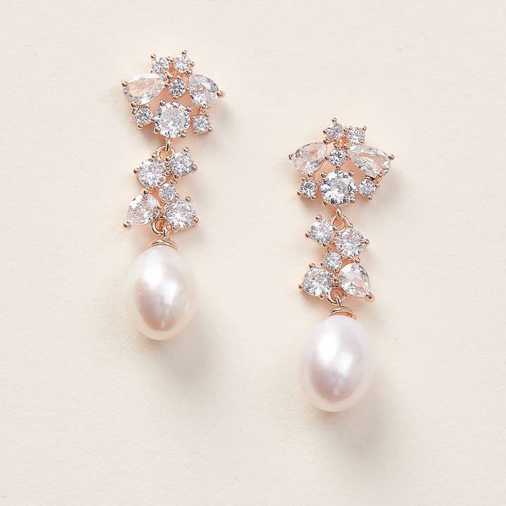 Dareth Colburn Designs - Wholesale Dangle Earrings - Silvia Pearl & CZ Earrings