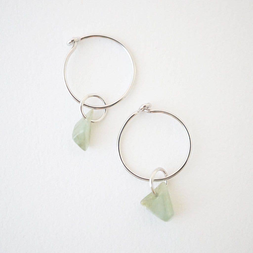 Honeycat Jewelry - Wholesale Dangle Earrings - Green Jade - Wishing Crystal Hoop Earrings1