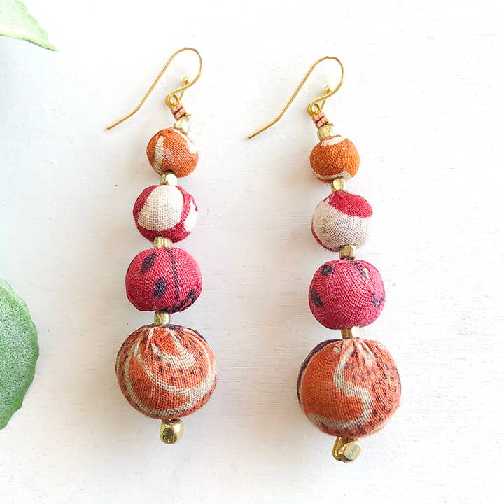 Graduated Kantha Earrings for wholesale by WorldFinds