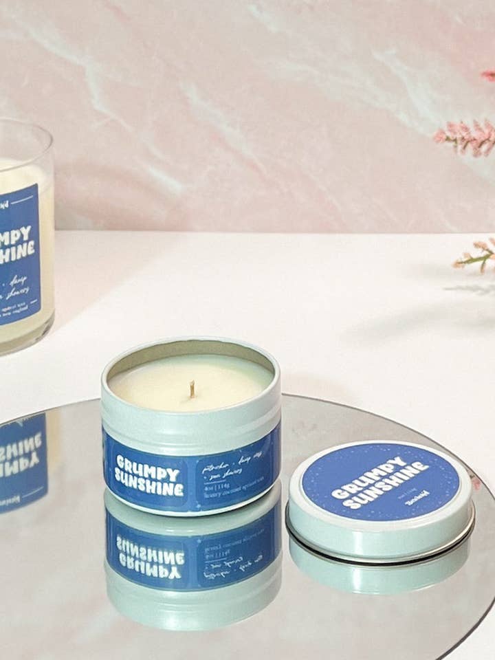 Grumpy Sunshine Candle - 4oz Book-Inspired Lux Coconut Wax for wholesale by Bewick'd Studio