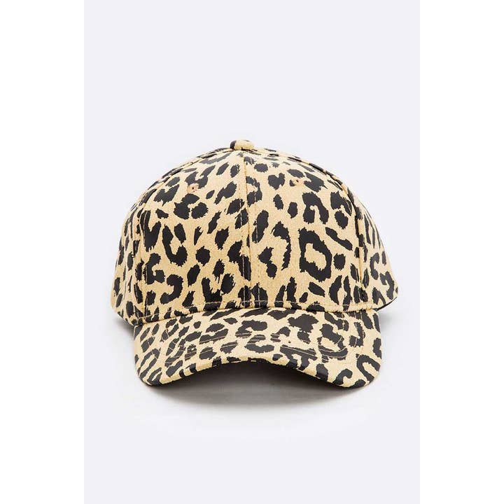 Leopard Printed Faux Suede Soft Cap for wholesale by LA Jewelry Plaza