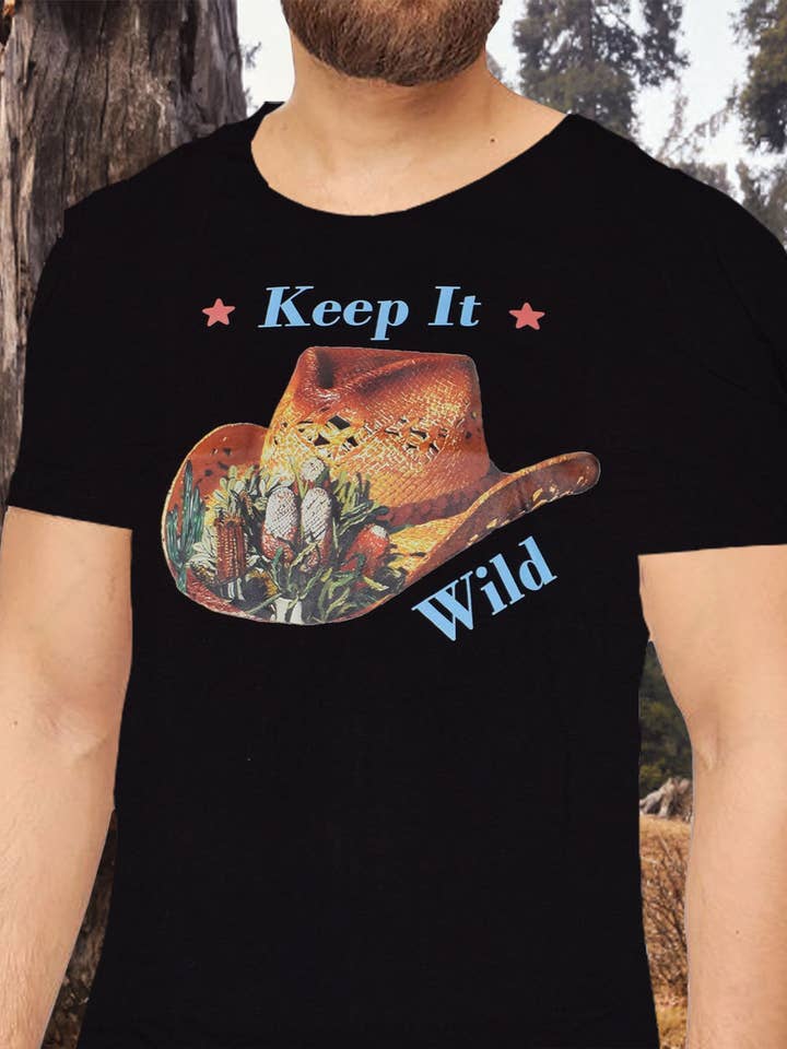 T-shirt premium Southwest, modello Keep it Wild, taglia M per la vendita all'ingrosso da parte di El Paso Saddleblanket