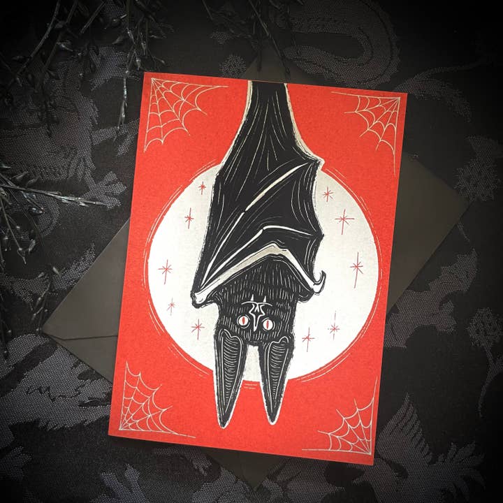 Tarjeta de felicitación de murciélago de Halloween para venta al por mayor de Bat In Your Belfry