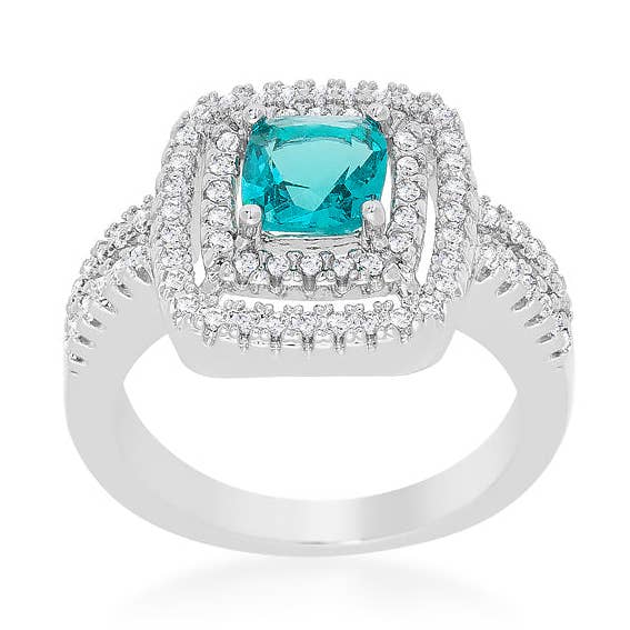 Micro-pave Aqua Vintage Ring for wholesale by JGoodin