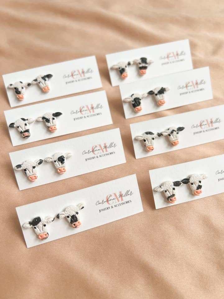 Ko Lille Stud Håndlavede Øreringe i Polymer Ler for engroshandel hos Carolina Miller