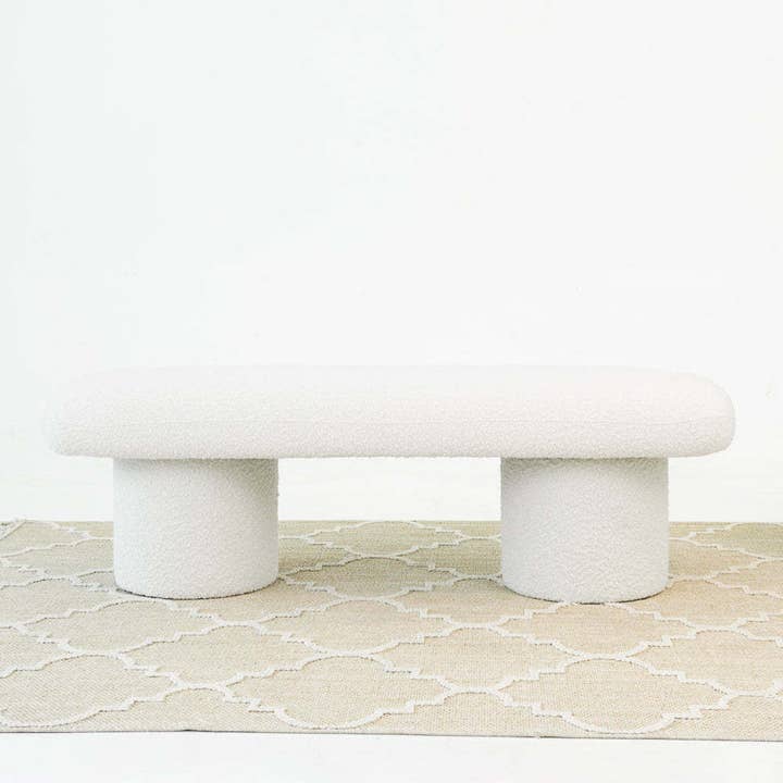 HOMYCASA DESIGN INC - Wholesale Bench - Randolph Ivory Boucle Bench Japanese Minimalist Decor Bench3