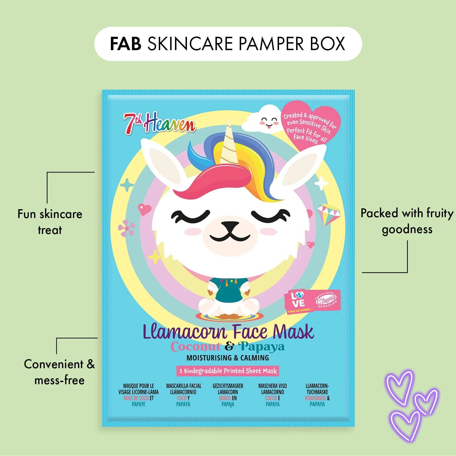Beauty Goddess – wholesale Skincare face mask – 7th Heaven Go Wild Pamper Box Skincare Gift Set - 6 Printed Animal Face Masks and 1 Panda Headband Childrens Gift2
