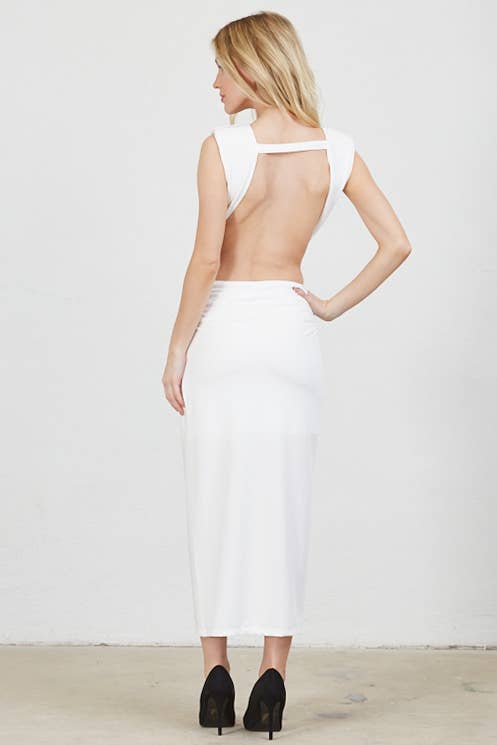 Vestis M - Venta al por mayor Vestido - Mujer - Vestido midi con escote pronunciado y espalda abierta con giro escultórico - Negro22