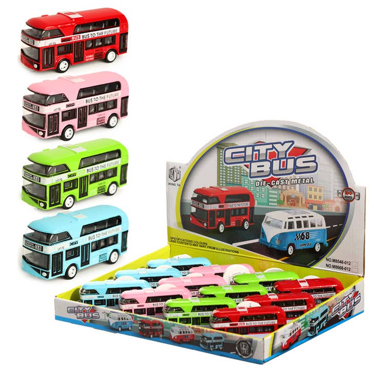 Puckator Ltd - Wholesale Toy Car/Truck - Kids - City Bus Pull Back Action Toy