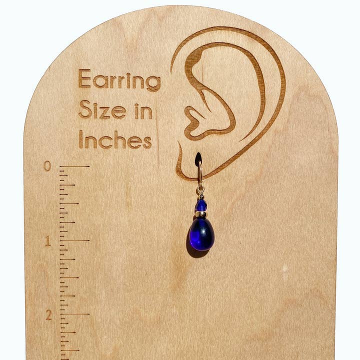 Owen Glass Collection - Wholesale Dangle Earrings - BANNERS 24 - COBALT GLASS EARRINGS, CZECH GLASS, GOLD2