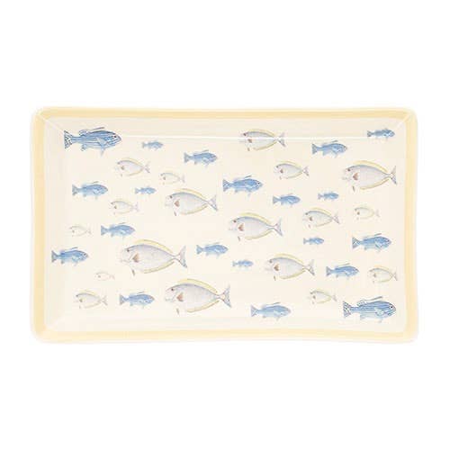 Porcelænsbakke med fiskemotiv, gul - Povp62J05 for engroshandel hos KIUB