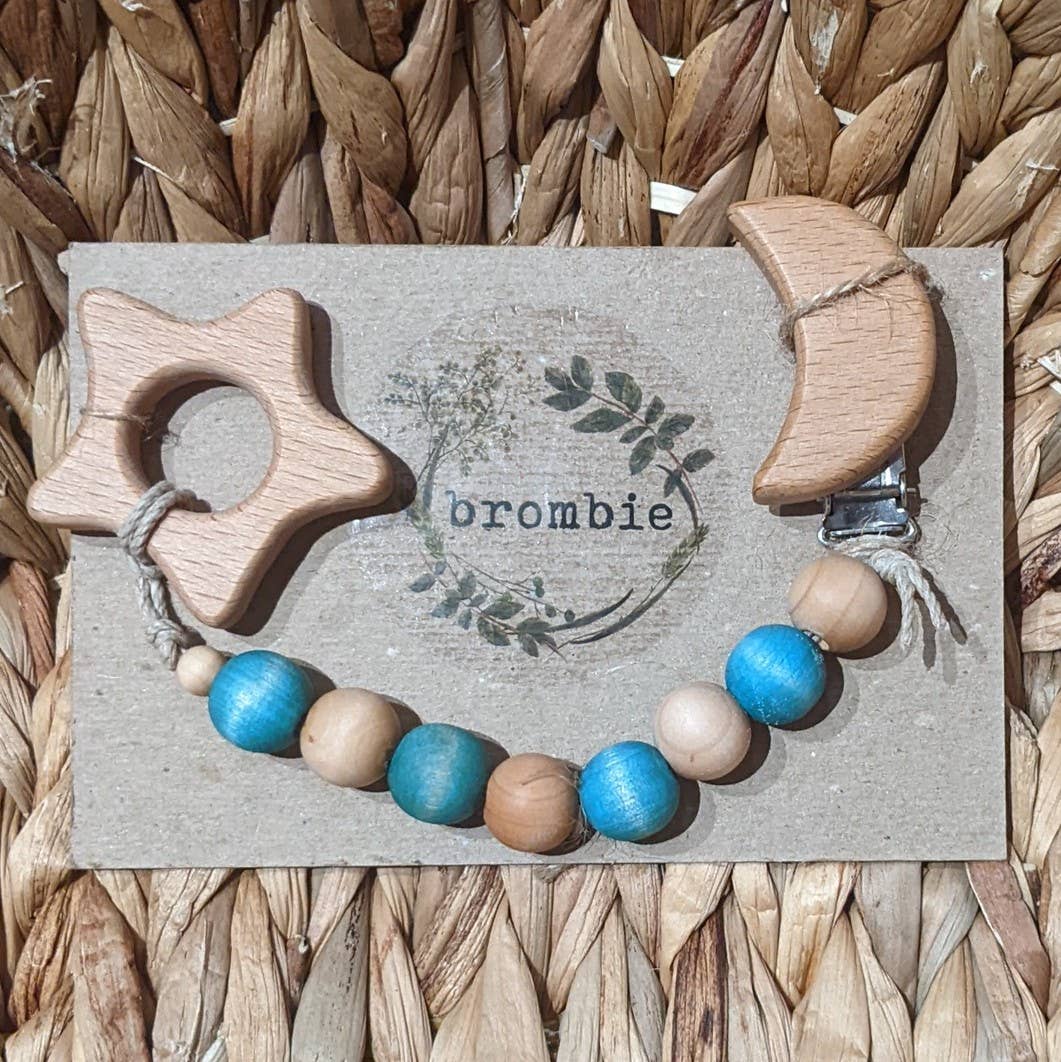 Brombie - Wholesale Pacifier Clip - Baby - Interchangable wooden pacifier clip with wooden teether1
