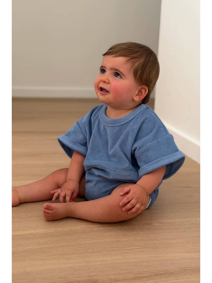 Blueberry Mini Terry Romper for wholesale on Faire7