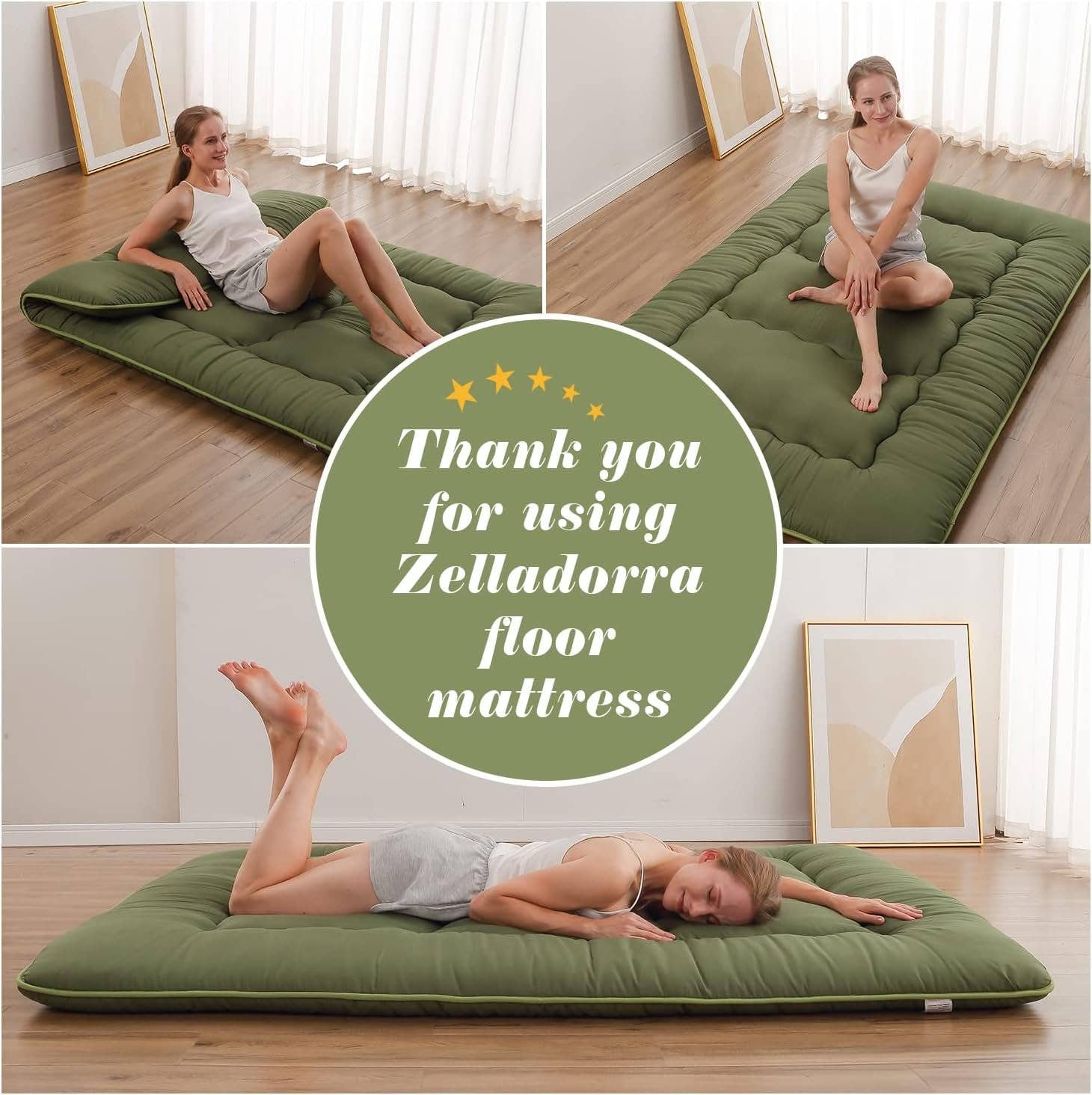 Green Twin Futon Mattress Portable, Roll-Up, Thick Tatami Style for wholesale on Faire5