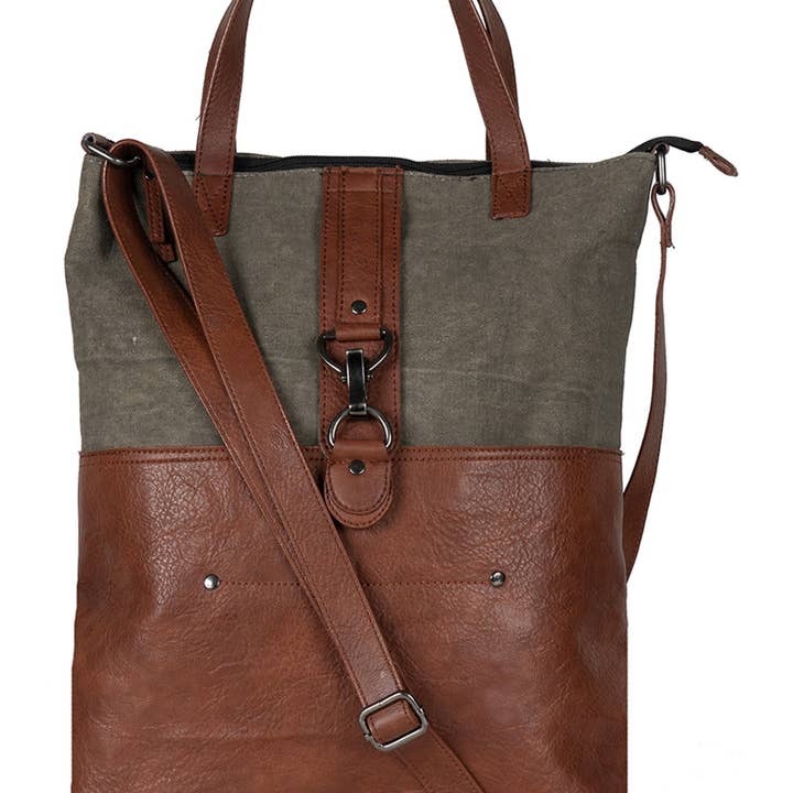 Mona B. - Wholesale Tote Bag - Women's - Jamie Up-Cycled Canvas Convertible Tote, MD-60021