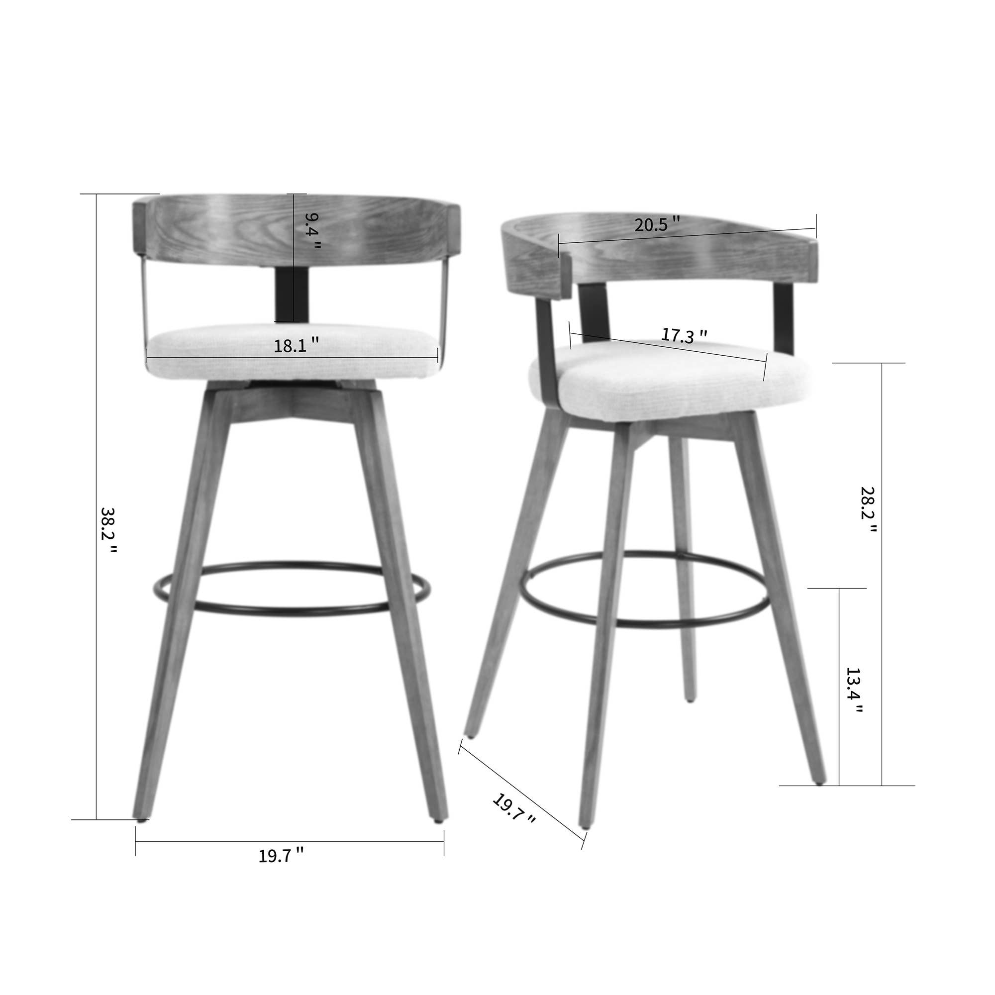 Glamour Home - Wholesale Stool - Beck Beige Linen Fabric Bar Stool with Natural Wood5