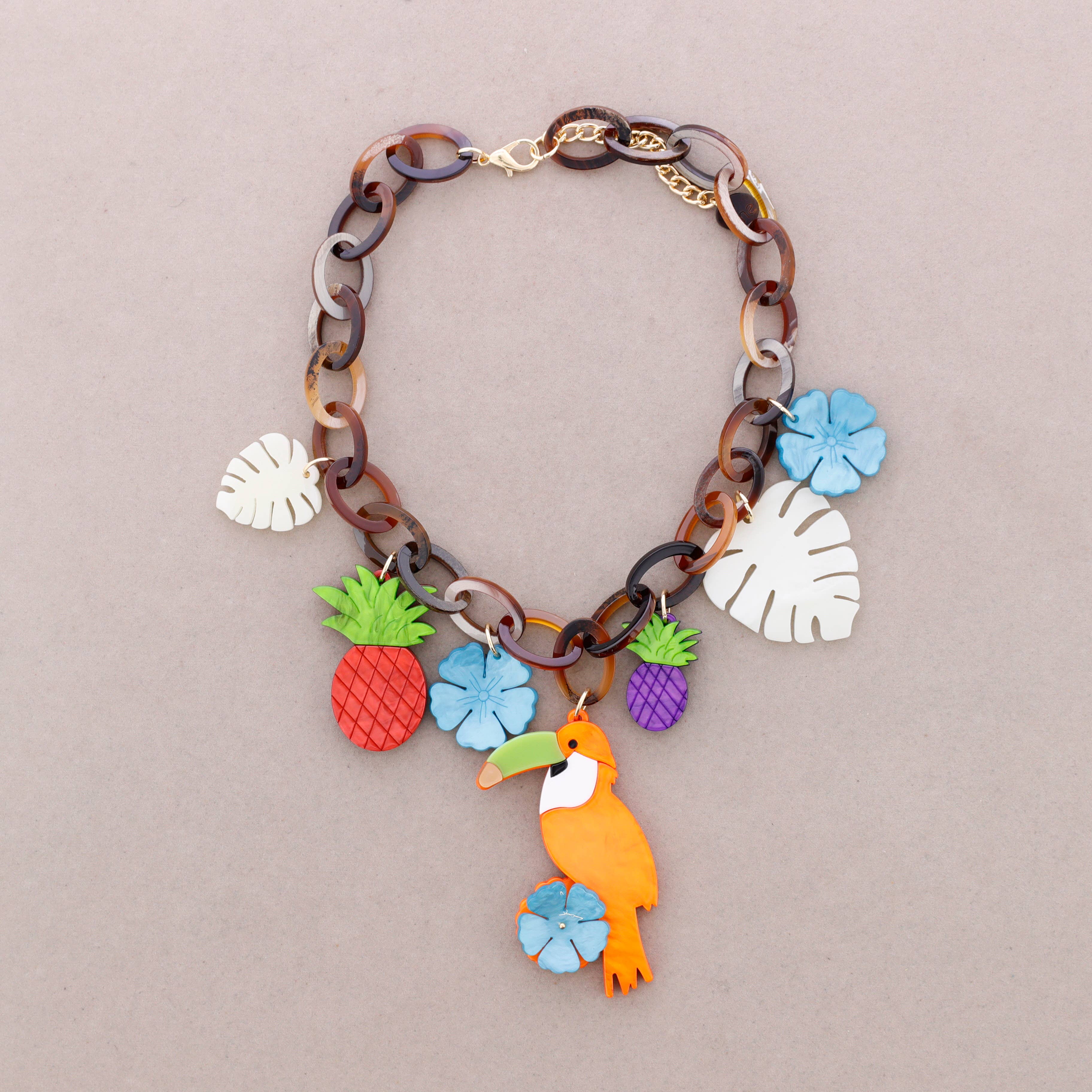 Sonata – Engroshandel Halskæde med vedhæng – Tropical Party Harpiks Hanging Link Choker0