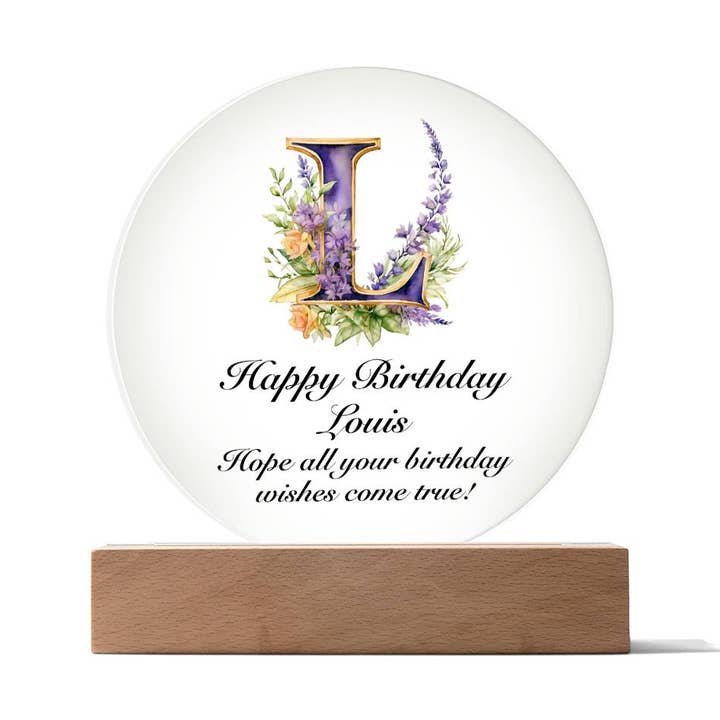 Happy Birthday Louis v02 - Circle Acrylic Plaque for wholesale by Unique Gifts Store