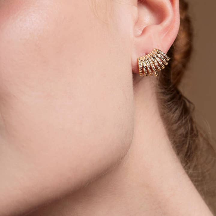 rho - Wholesale Stud/Post Earrings - Sunbeam Pave Earring1