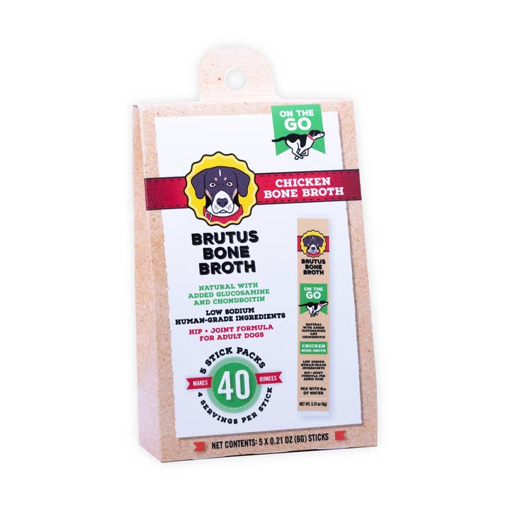 Brutus Broth - Wholesale Pet Food - Dog - Brutus Instant Bone Broth Chicken 5 Stick Pack