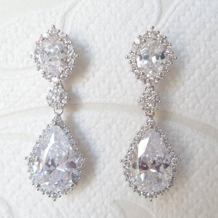 Klassiske brude CZ dråbe øreringe for engroshandel hos Dalfiya