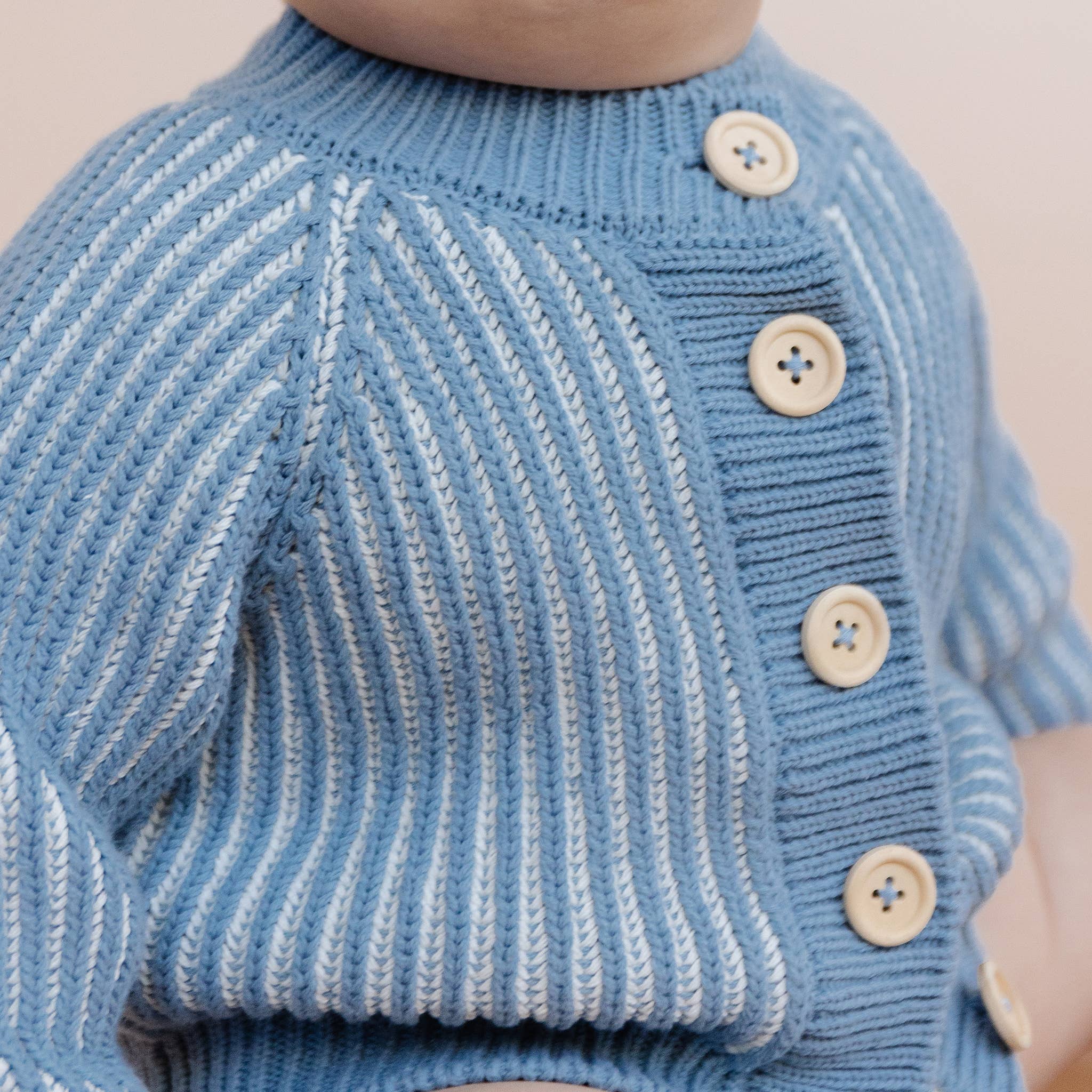 The Blueberry Hill - Wholesale Cardigan - Baby - Cotton Brioche Cardigan Blue Baby Kid Stripe Sweater Clothes1
