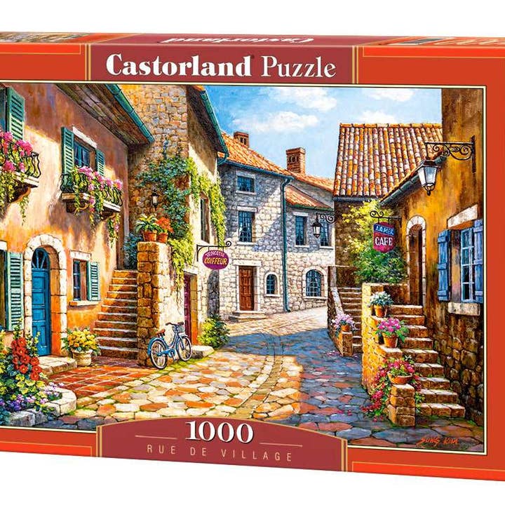 1000 Piece Jigsaw Puzzle, Rue de Village, France, Painting Puzzle, Adult Puzzle, Castorland C-103744-2 for wholesale by CASTORLAND by Bridge Toys