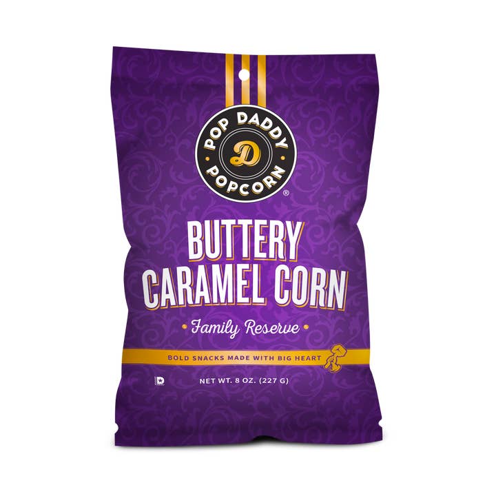 Pop Daddy - Premium Buttery Caramel Corn Family Reserve 8oz. and other Purchase Wholesale mini microwave popcorn bags. Free Returns & Net 60 Terms on Faire trending on Faire.