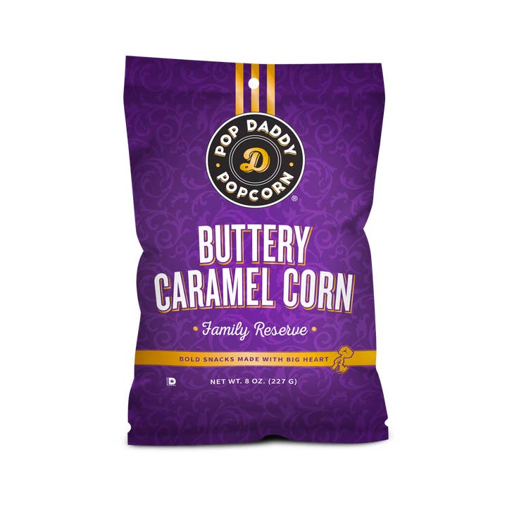 Pop Daddy Snacks - Wholesale Popcorn - Pop Daddy - Premium Buttery Caramel Corn Family Reserve 8oz.