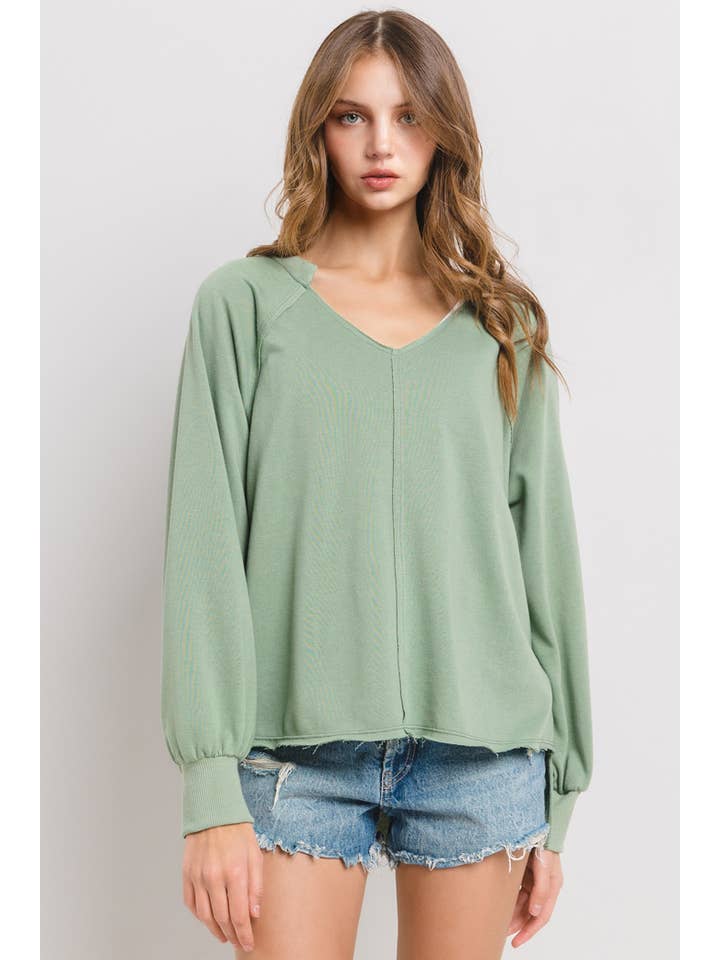 Ces Femme USA - Wholesale Sweatshirt - Women's - Knit Solid French Terry Sweatshirt / TLU13335SA