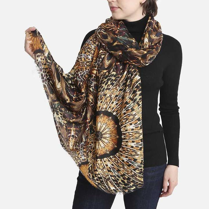 REMOVED BRAND - Vente Écharpe – femme - Écharpe skinny à imprimé plume1