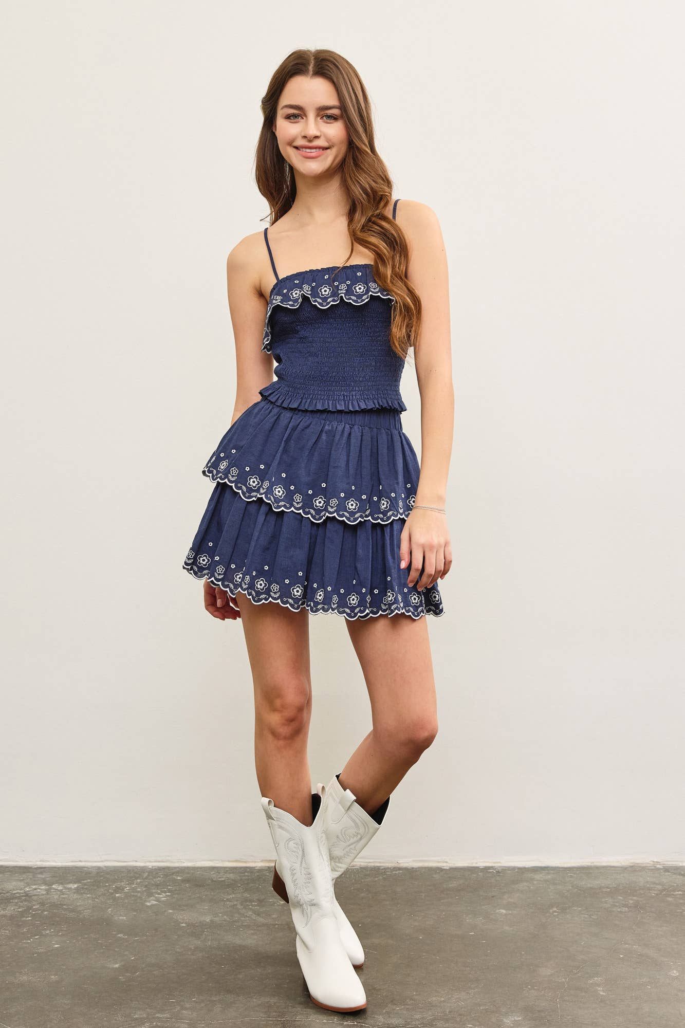 Mustard Seed - Wholesale Skort - Women's - BANDED WAIST EMBROIDERY TIERED SKORT5