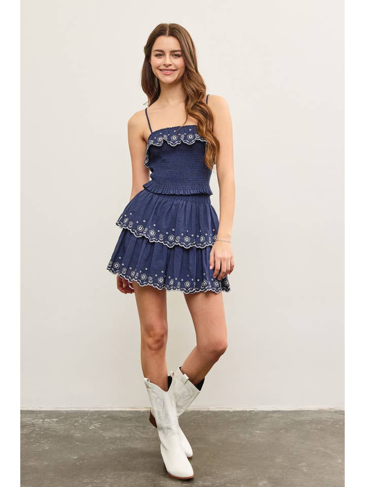 Mustard Seed - Wholesale Skort - Women's - BANDED WAIST EMBROIDERY TIERED SKORT5