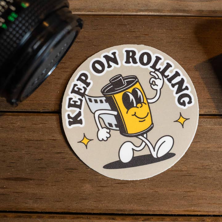 Keep On Rolling Film Camera Sticker for wholesale by Hey Bear Outdoors