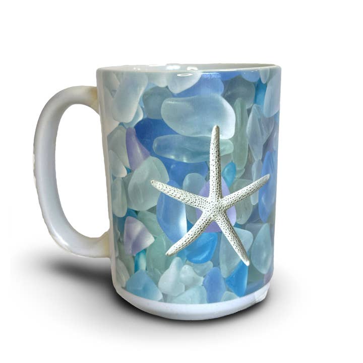 Sea Glass & Starfish Mug for wholesale by LISART LLC
