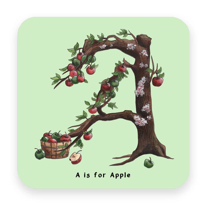 Fruit & Vegetable Alphabet Coasters for wholesale by Yeti Cards & Gifts