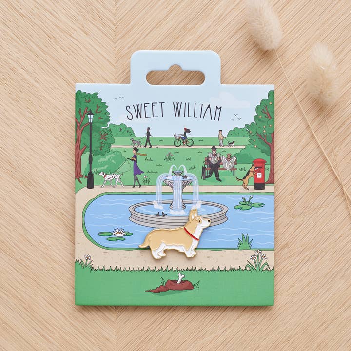 Sweet William Designs - Wholesale Lapel pin/button - Dog Pin - Corgi1