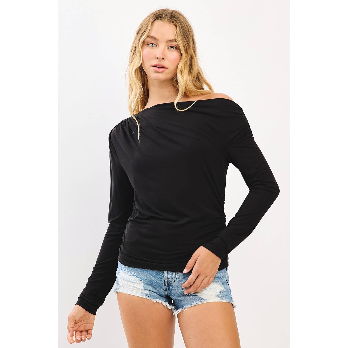 mittoshop - Wholesale Knit Top - Women's - ONE SHOULDER LONG SLEEVE DRAPE BRUSHED KNIT TOP5