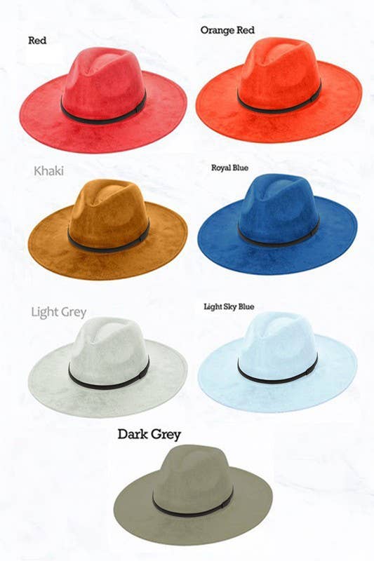 Suzie Q USA - Wholesale Fedora - Women's - Suede Large Eaves Peach Top Fedora, Leather Belt1