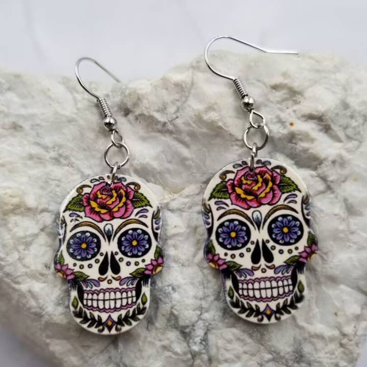 Gotic Flower Skalle Örhängen - Halloween för wholesale av The Pretty Jewellery