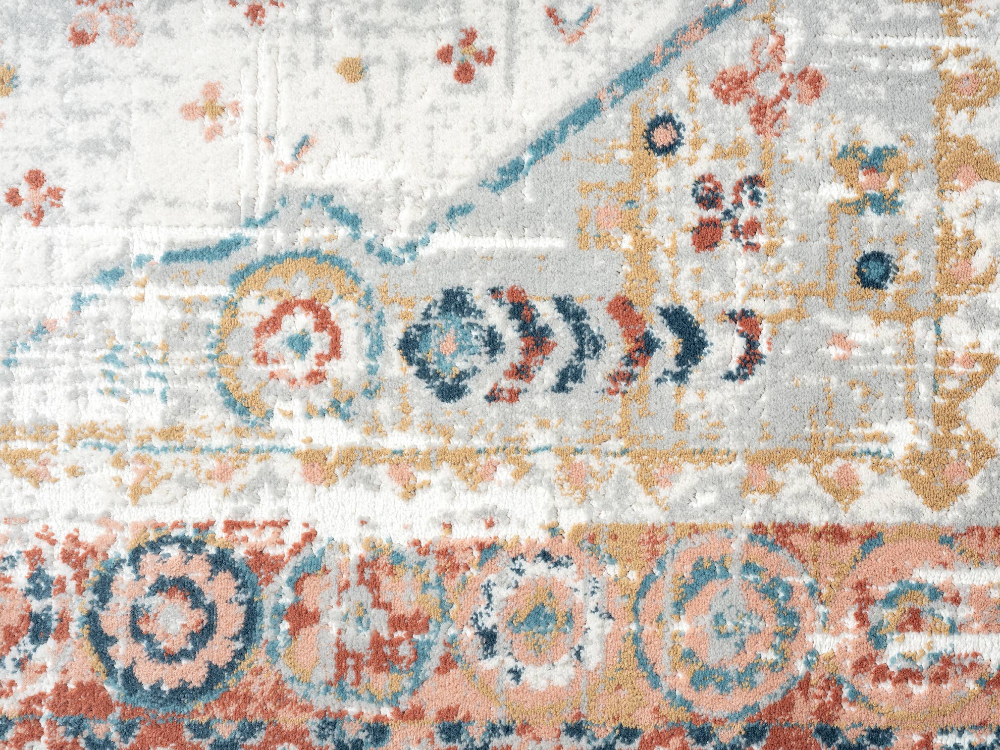 Abani Rugs - Wholesale Vloerkleed - Abani tapijten Azuurblauw AZR170A Vintage oranje ivoor diamant vloerkleed6