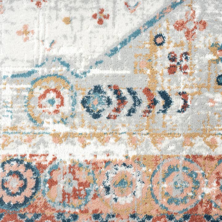 Abani Rugs - Wholesale Vloerkleed - Abani tapijten Azuurblauw AZR170A Vintage oranje ivoor diamant vloerkleed6