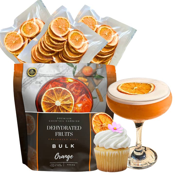 Dried Orange Slices | BULK SIZE | 210± Slices | Preserved Peel Premium DRIED FRUITS for Luxury Cocktail Garnishes for Bars and Home Hosts. for wholesale by PRESERVED PEEL