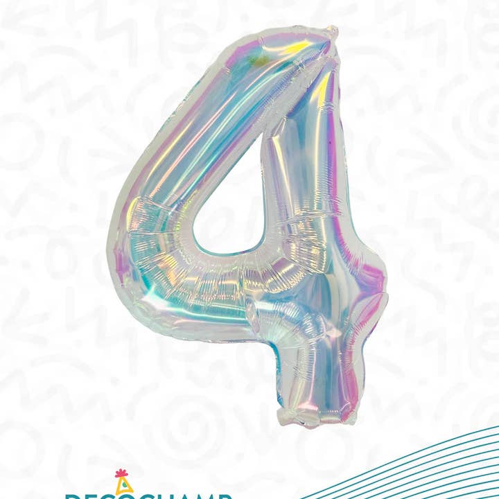 THE BALLOON HUB - Wholesale Balloon - DecoChamp Iridescent Air-fill Number Balloons (0 to 9) - 34 in.4