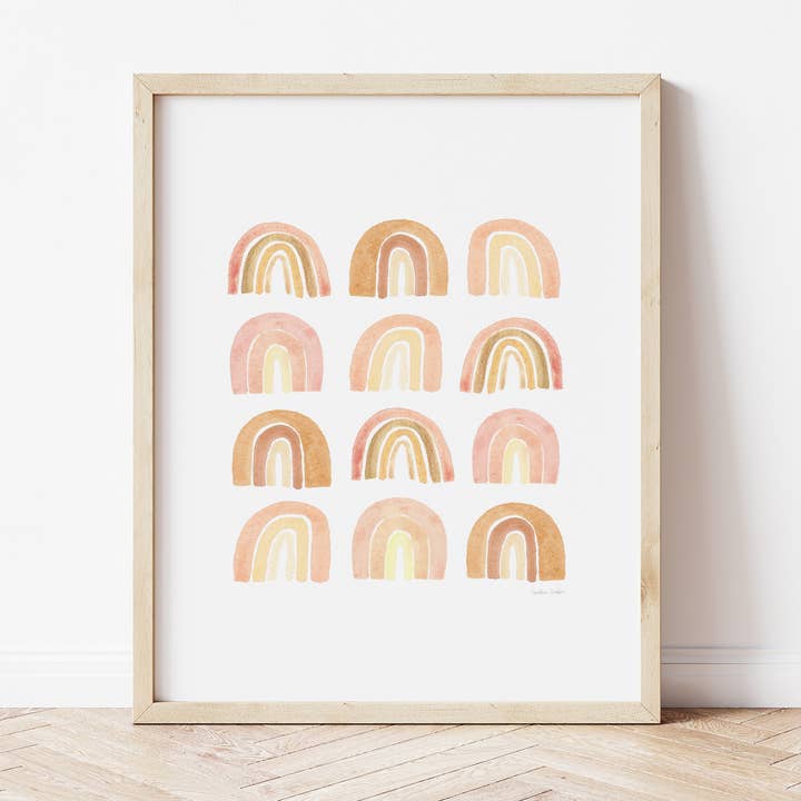Neutral Rainbows Watercolor Art Print for wholesale by Emerald and Ivy Studios LLC