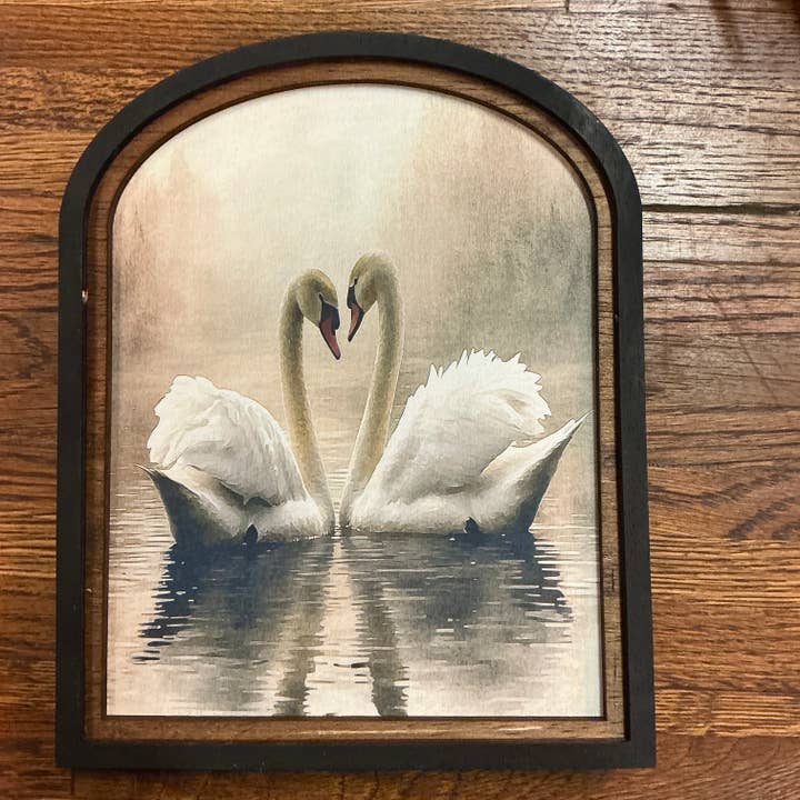 White Swans on Lake Small Arch Frame for wholesale by LAND OF COTTON