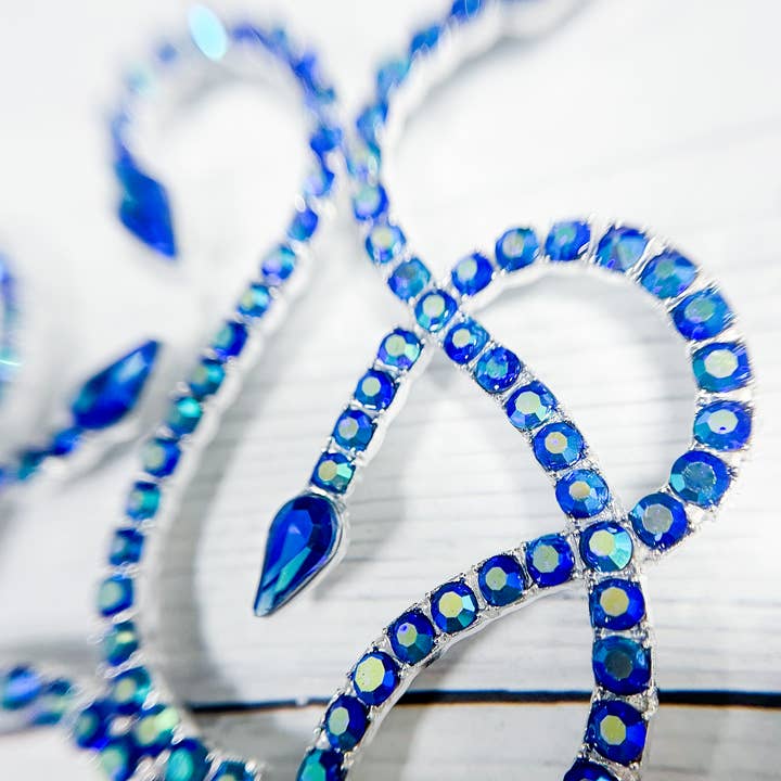 Happy Dream Gifts - Vendita all'ingrosso Fascia per capelli - Donna - Cerchietto Medusa in zaffiro, corona in cristallo blu, cerchietto a forma di fata
